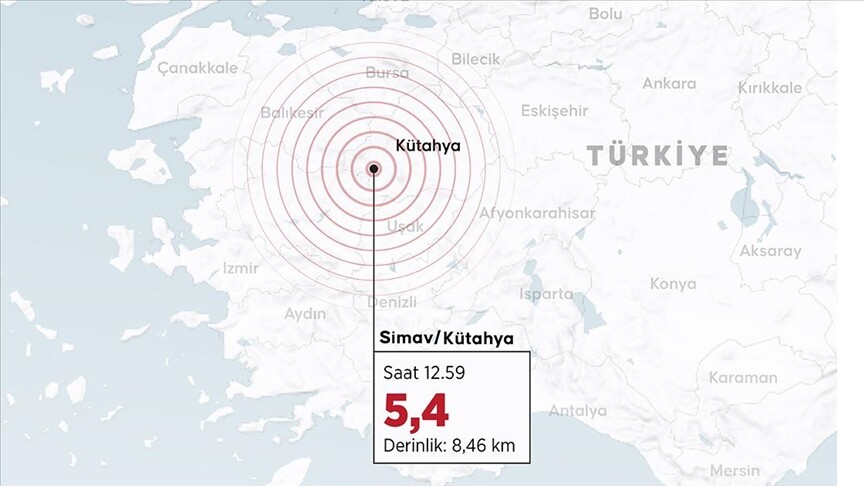 Kütahya'da 5,4 büyüklüğünde deprem