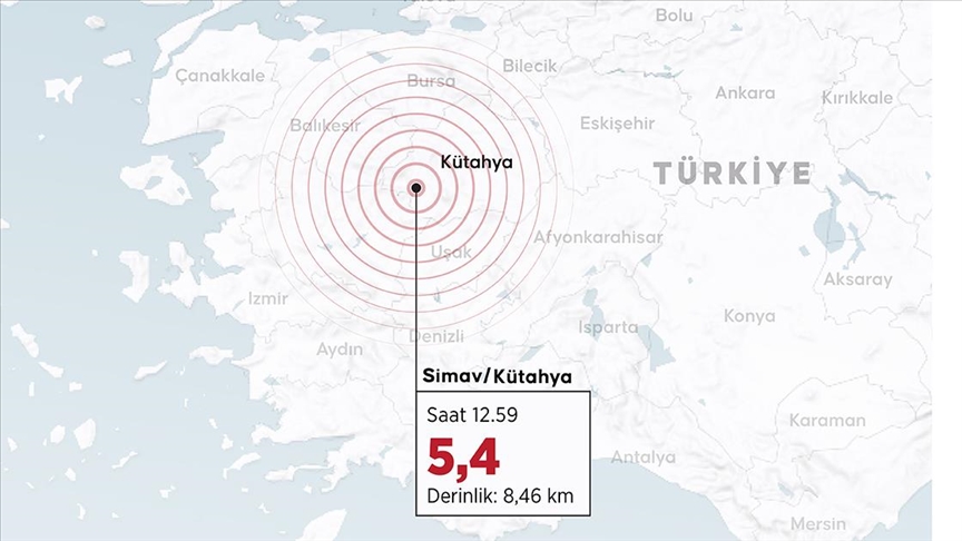 Kütahya'da 5,4 büyüklüğünde deprem
